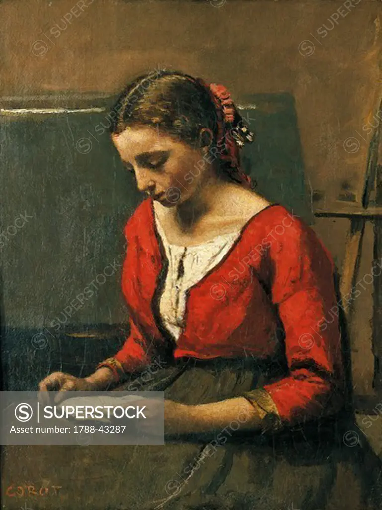 Girl reading, by Jean-Baptiste-Camille Corot (1796-1875).