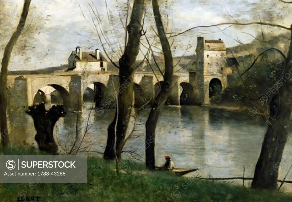 The Bridge at Mantes, 1868-1870, by Jean-Baptiste Camille Corot (1796-1875), 38x55 cm.