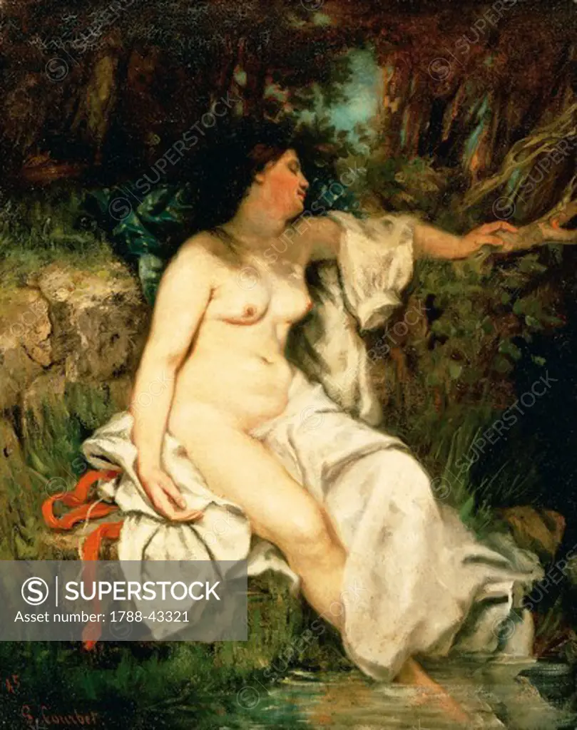 Sleeping bather, 1853, by Gustave Courbet (1819-1877).