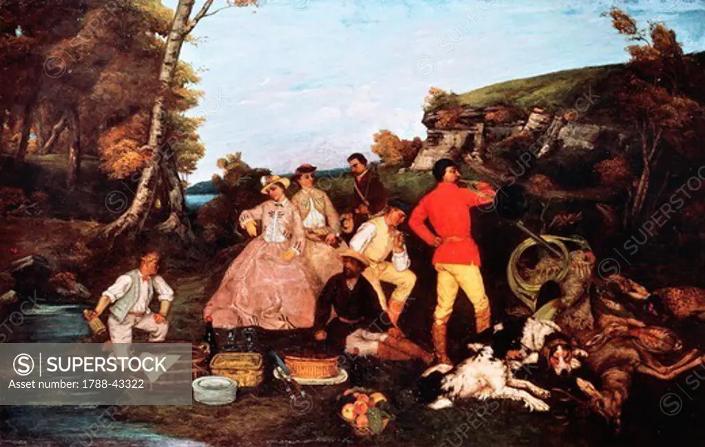 The Hallali (Le Repas de chasse o L'Hallali du chevreuil), 1858, by Gustave Courbet (1819-1877).