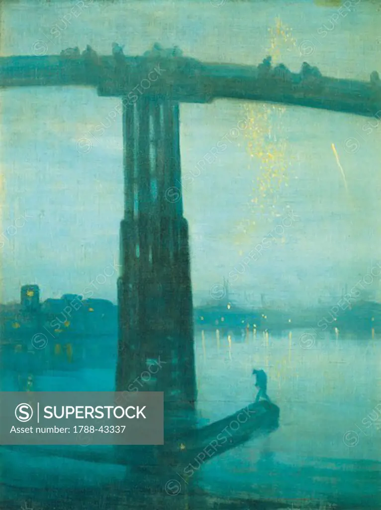 Nocturne: Blue and Gold - Old Battersea Bridge, 1872-1875, by James McNeill Whistler (1834-1903), oil on canvas, 68x51cm.
