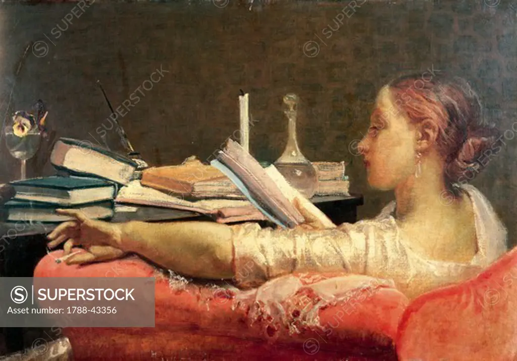 The Reader, 1864, by Federico Faruffini (1831-1869), oil on canvas, 40.5 cm x59.