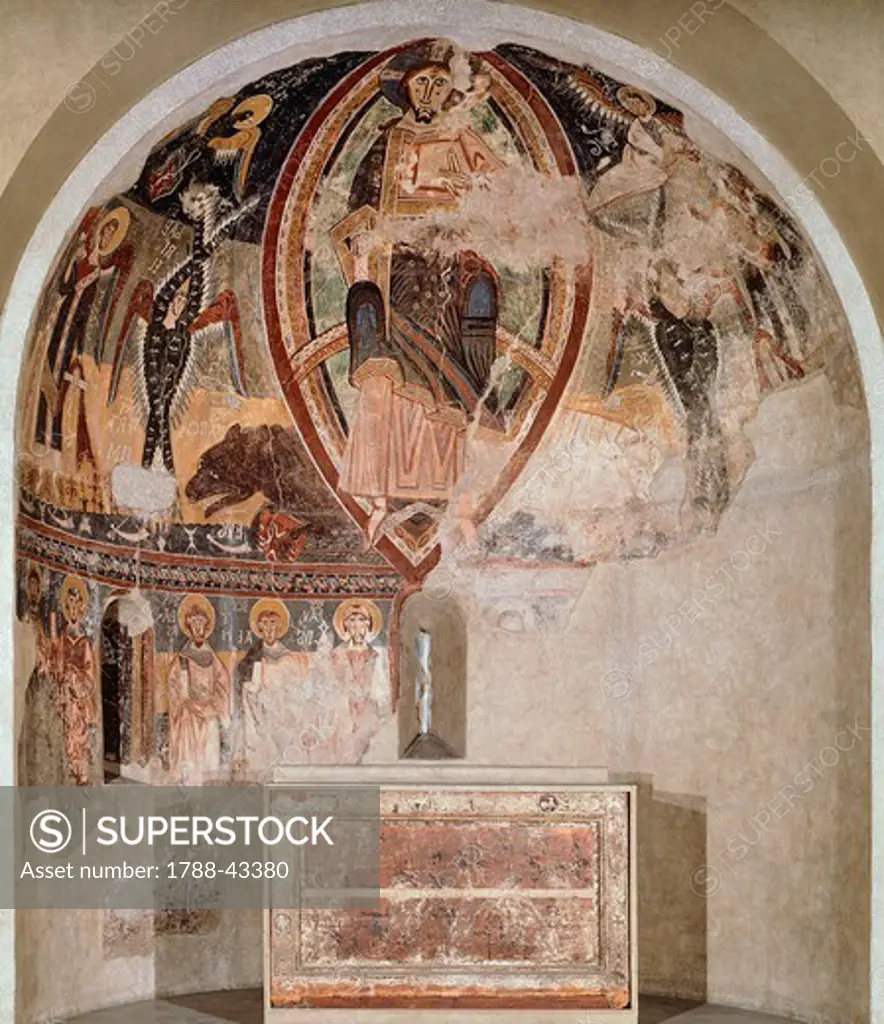 Christ in Majesty, Church of Sant Pau d'Esterri de Cardos, 2nd half of the 12th century, by an unknown Catalan artist, frescoes.