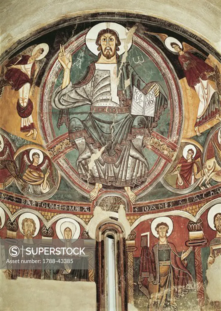 Christ Pantocrator, or Christ in Majesty, 1123, by the Master of St Clement of Taull (active ca 1123), fresco.