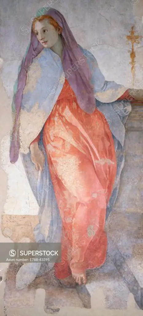 The Annunciation, by Giacomo Carucci known as il Pontormo (1494-1557), fresco. Detail. Capponi Chapel, Church of Santa Felicita, Florence.