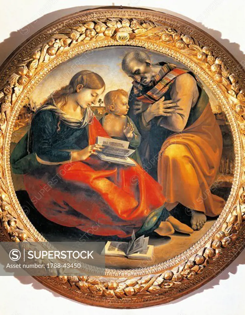 The Holy Family, 1490, by Luca Signorelli (ca 1445-1523), tempera on panel.