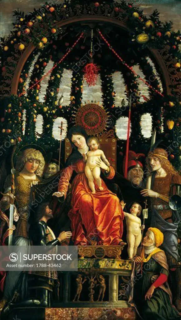 Madonna of Victory, 1496, by Andrea Mantegna (1431-1506), tempera on canvas, 280x166 cm.