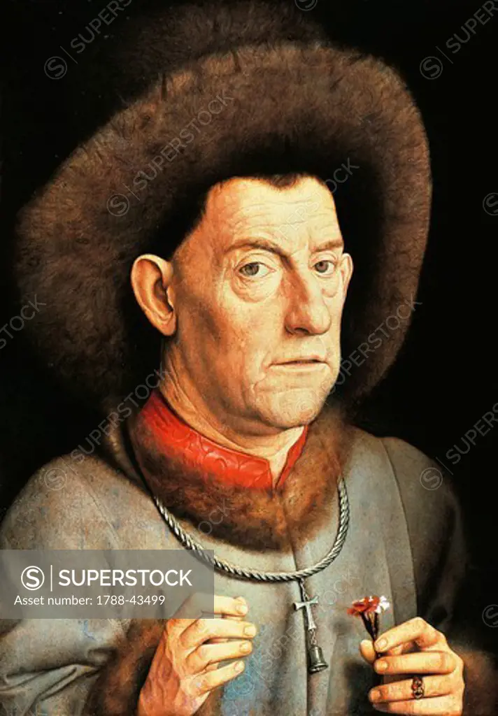 Portrait of a Man with Carnation, by Jan van Eyck (1390-1441).