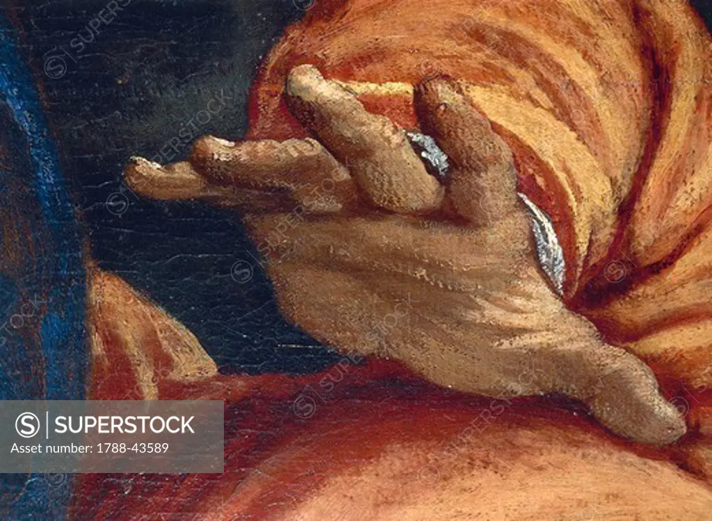 Open hand, detail from the Martyrdom of St Sebastian, by Paolo Caliari known as Veronese (1528-1588). Church of San Sebastiano, Venice.