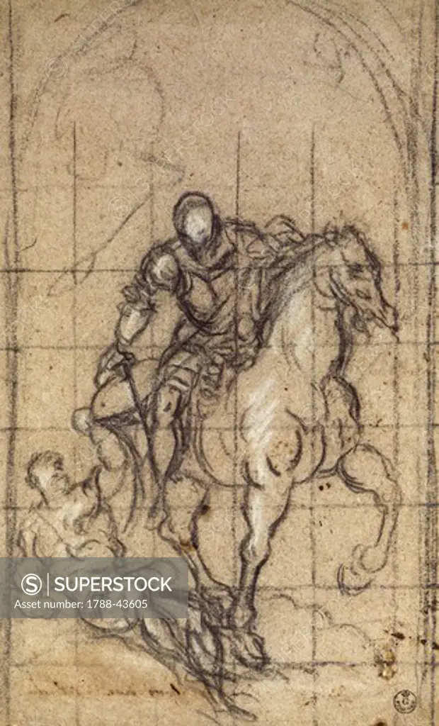 Study for San Martino, by Jacopo Robusti known as Tintoretto (1519-1594), drawing.