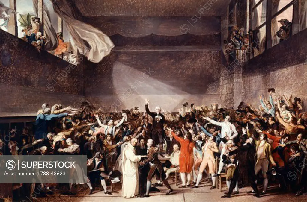 Tennis Court Oath in Versailles on June 20, 1789, 1784-1794, by Jacques-Louis David (1748-1825), oil on canvas, 65x88.70 cm.