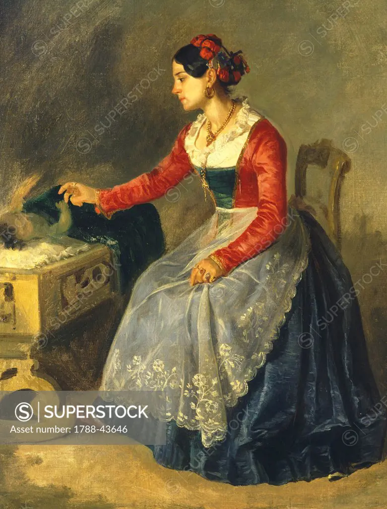 Woman in Latium costume, 1840, by Filippo Palizzi (1818-1899).