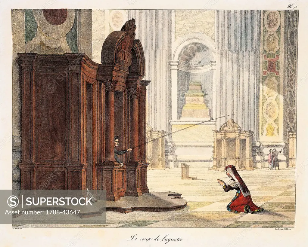 The wand in St Peter's Basilica, 1823, by Antoine Jean-Baptiste Thomas (1791-1834), an illustration taken from a Rome et dans ses environs (Rome and the surrounding area).