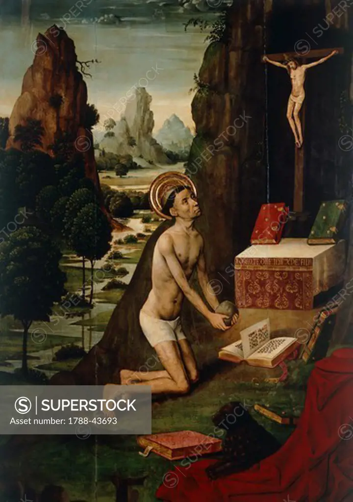 St Jerome, 15th century, Spanish painting.