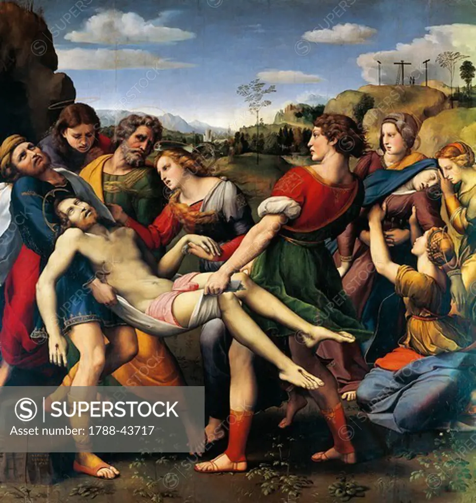 The Deposition (Borghese Deposition), 1507, by Raphael Sanzio (1483-1520), oil on canvas, 184x176 cm.