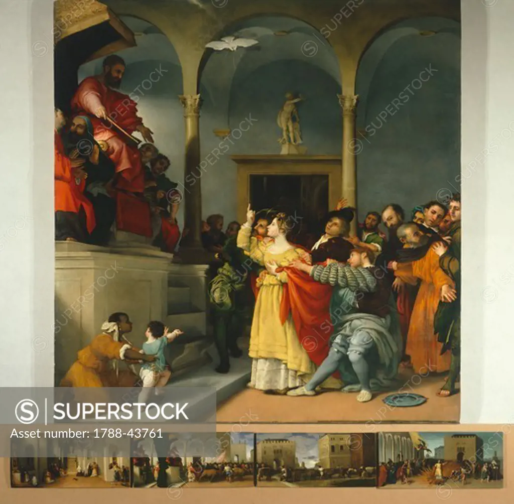 Altarpiece of Saint Lucia or Saint Lucia Before The Judge, 1532, by Lorenzo Lotto (1480 ca- 1556), oil on canvas, 243x237 cm.