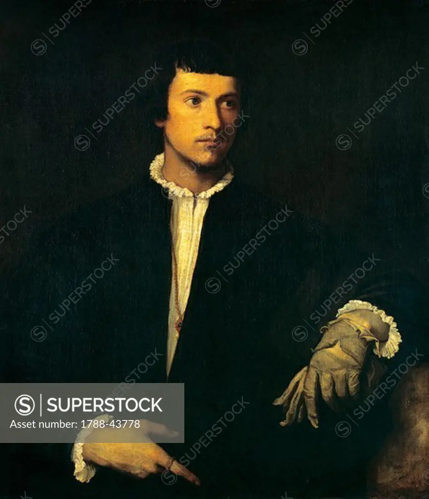Man with a Glove, 1523, by Titian (ca 1490-1576), oil on canvas, 100 x 89 cm.
