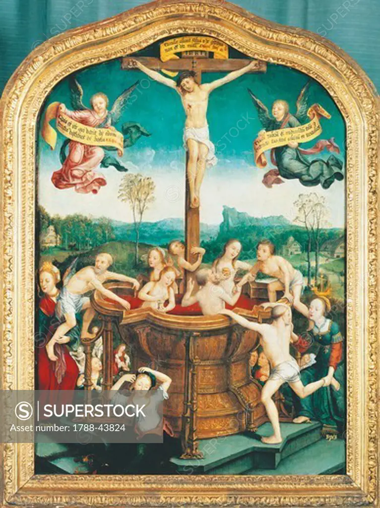 Triptych of the Mystical Bath, center panel, by Jean Bellegambe (ca 1480 died between 1534-1536), oil on panel, 81x58 cm.