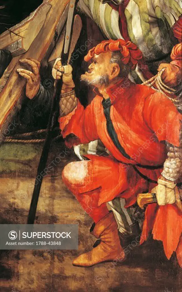 Armed thug, ca 1523-1525, detail from the Ascent to Calvary of the Tauberbischofsheim Altarpiece, by Mathias Grunewald (1475-1528).