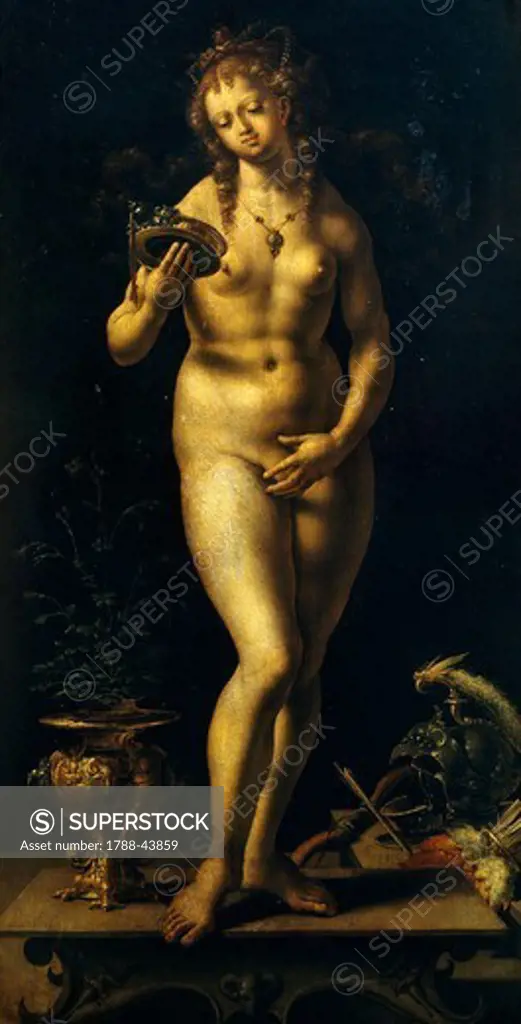 Venus or Vanitas, by Jan Gossaert (ca 1472-1532), oil on panel, 59x29.9 cm.