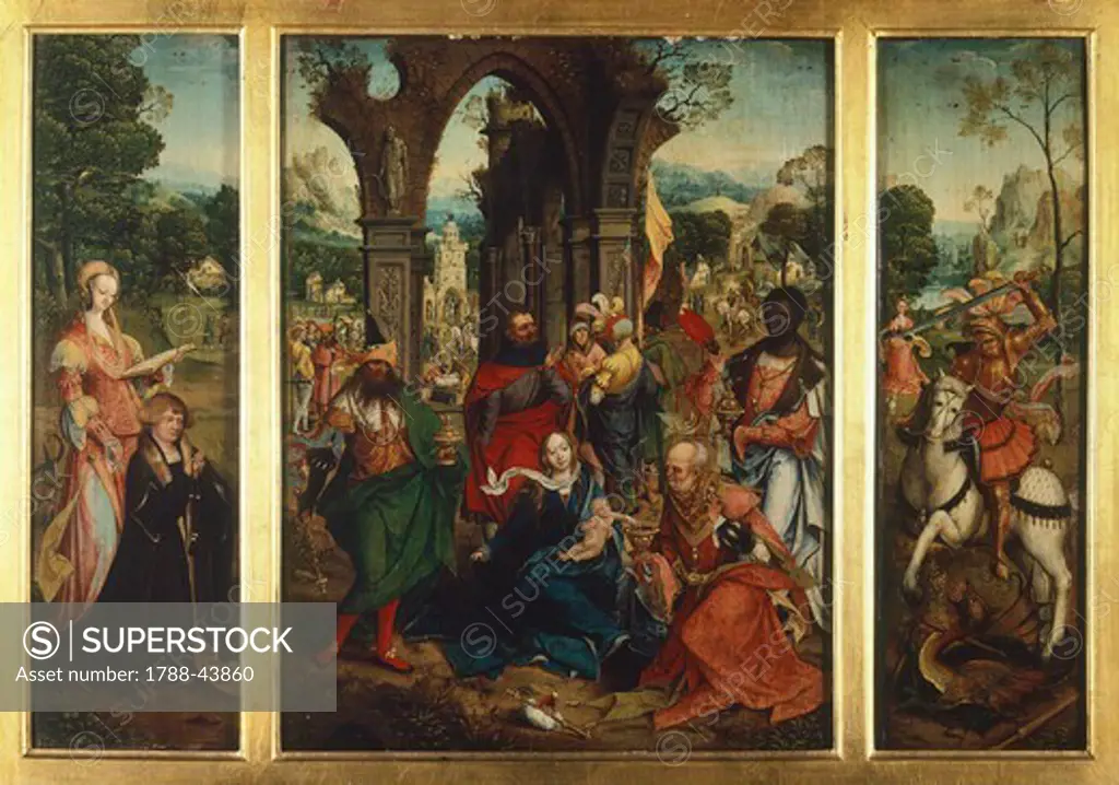 Adoration of the Magi, ca 1520, by the Master of the Adoration of the Magi.