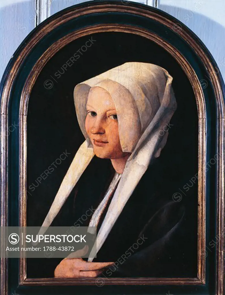 Portrait of Agatha van Schoonhoven, 1529, by Jan van Scorel (1495-1562), oil on panel, 38x27 cm.