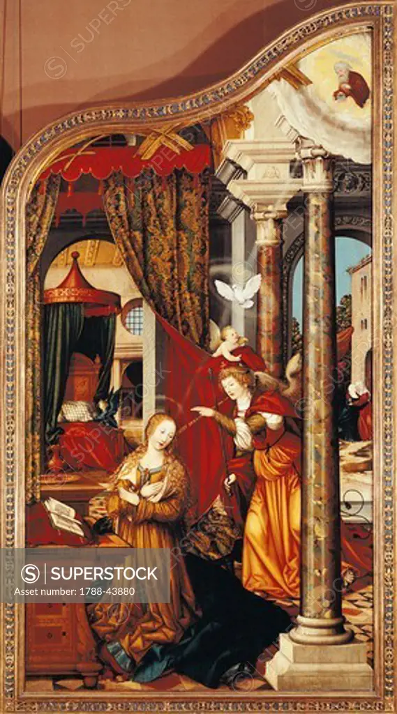 The Annunciation, from the left panel of the Altar of Wettenhausen, 1523-1524, by Martin Schaffner (1477-1478 - 1546).