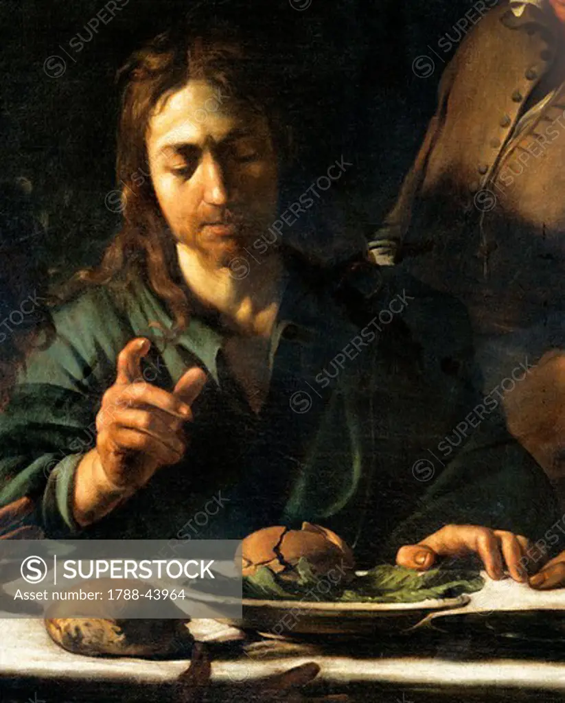 Christ, detail from The Supper at Emmaus, 1606, by Michelangelo Merisi, known as Caravaggio Caravaggio (1571-1610), oil on canvas, 141x175 cm.