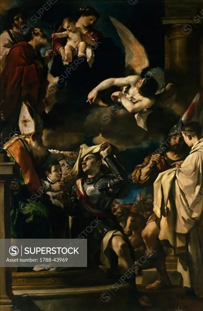 St William of Aquitaine Receiving the Cowl, 1620, by Giovanni Francesco Barbieri, known as Guercino (1591-1666), oil on canvas, 348.5x231 cm.