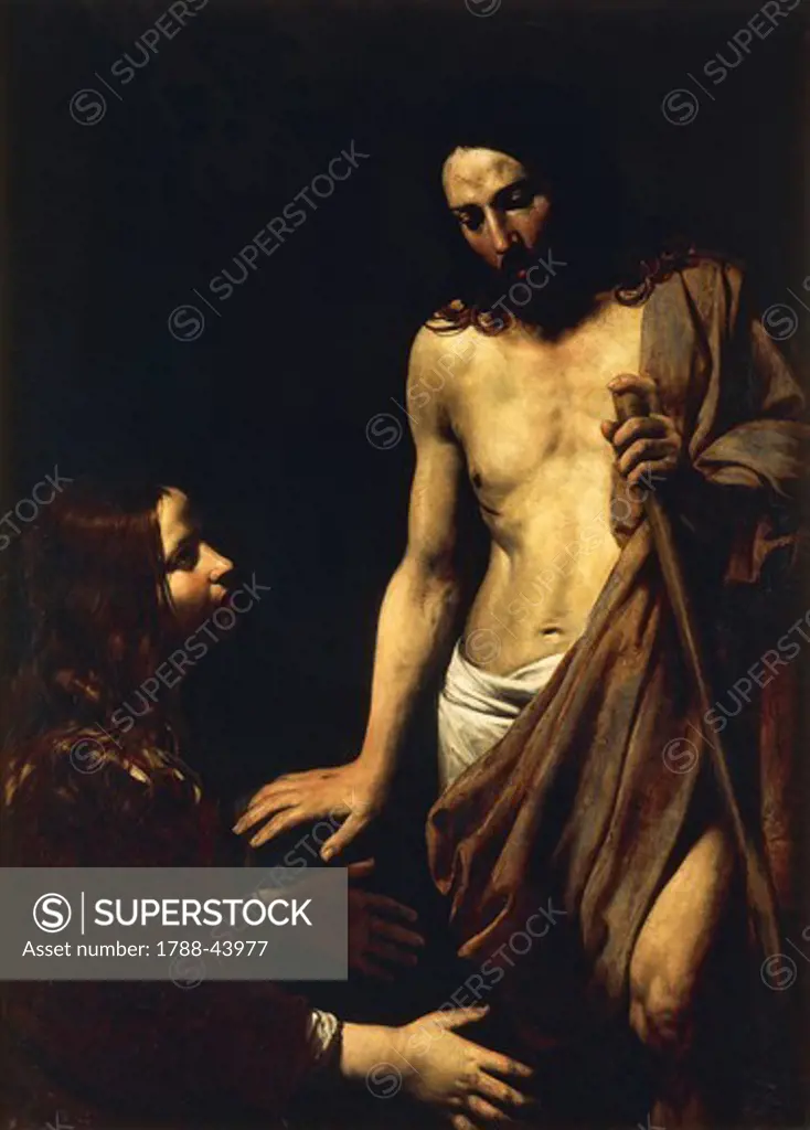 Noli Me Tangere (Don't touch me), ca 1620, by Valentin de Boulogne (1591-1631), oil on canvas, 134x98 cm.