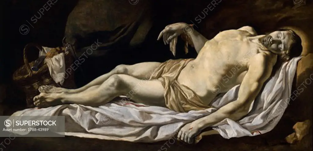 Christ in the sheet, by Charles Le Brun (1619-1690), oil on canvas, 76x162 cm.