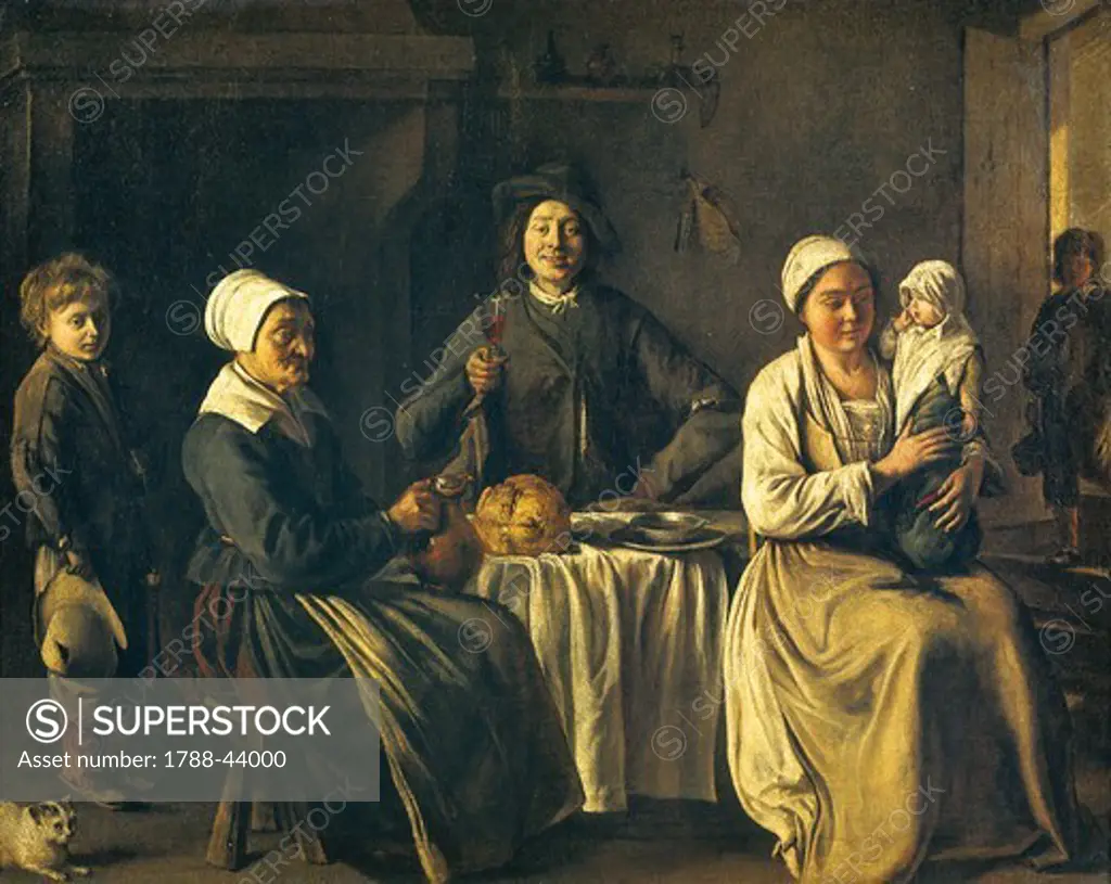 Return from the baptism (The happy family), 1642, by Louis Le Nain (1593-1648), 61x78 cm.