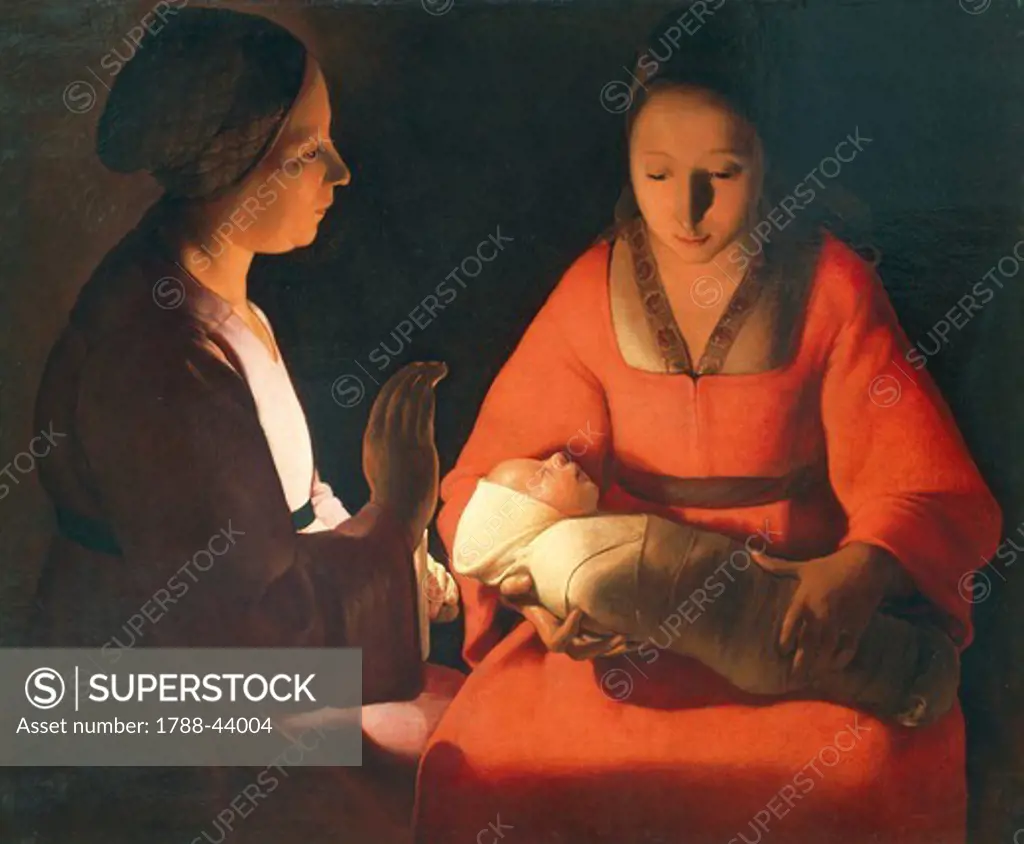 The newborn, 1645-1648, by Georges de La Tour (1593-1652), oil on canvas, 76x91 cm.