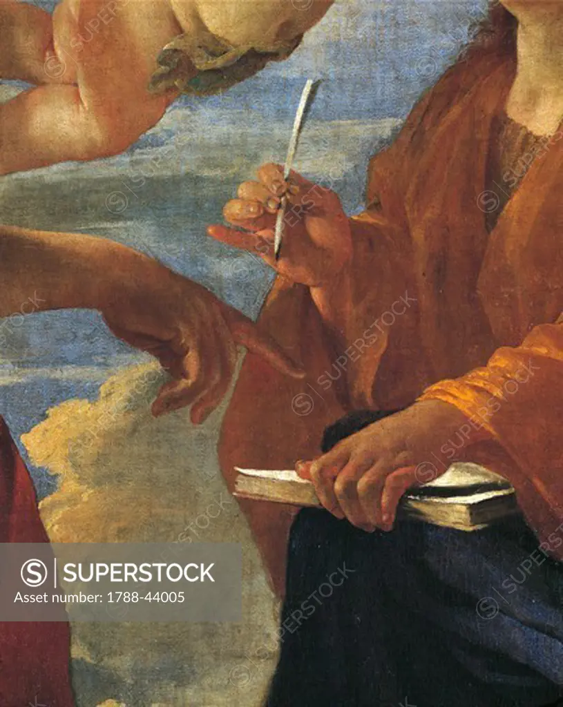 The inspiration of the poet, ca 1630, by Nicolas Poussin (1594-1655), oil on canvas, 184x214 cm. Detail.