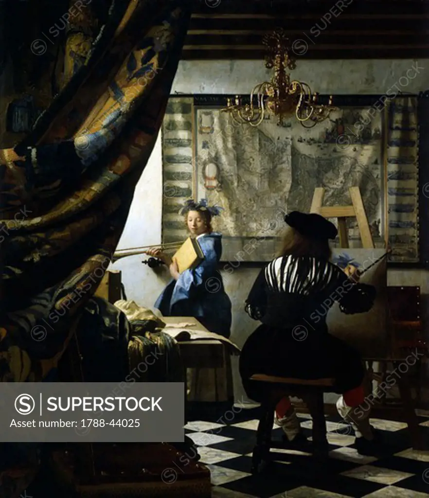 The studio or Allegory of painting, ca 1666, by Jan Vermeer (1632-1675), oil on canvas, 120x100 cm.