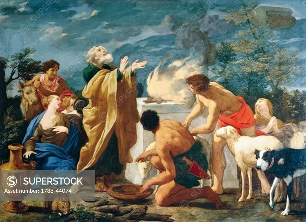 The thanksgiving of Noah, by Giovanni Battista Gaulli (1639-1709), oil on canvas, 98x136 cm.