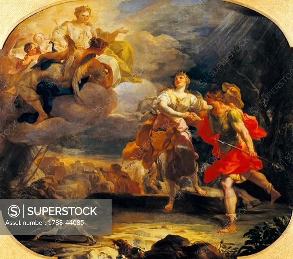 Aeneas and Dido in the storm, by Corrado Giaquinto (1703-1765).