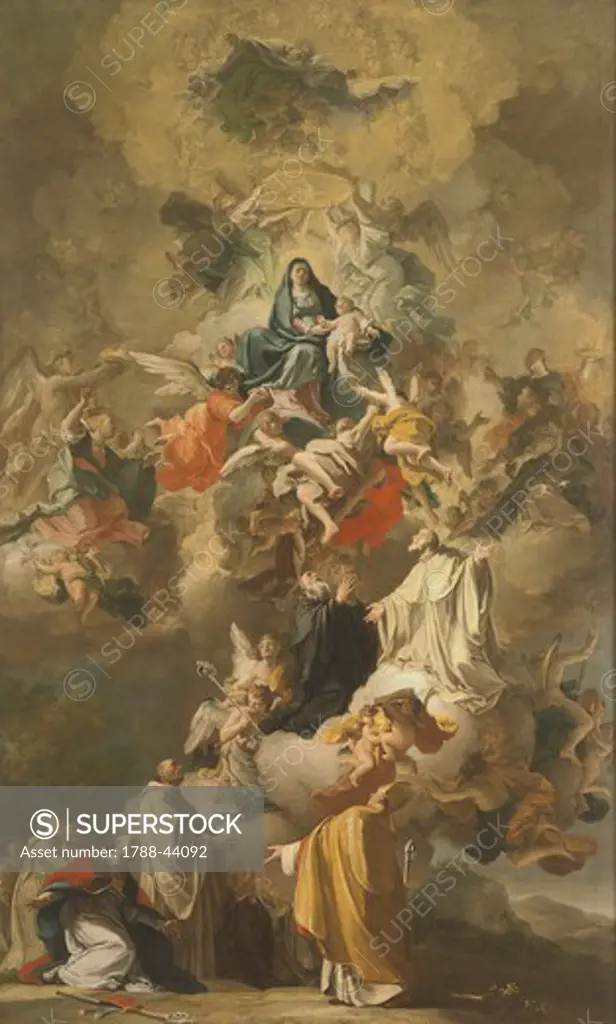 Madonna in Glory with Saints and Angels, by Domenico Antonio Vaccaro (1678-1745).