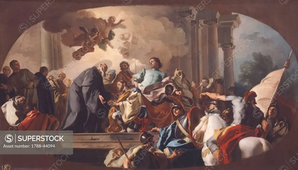 St Benedict welcomes Totila, by Francesco De Mura (1696-1782), sketch.