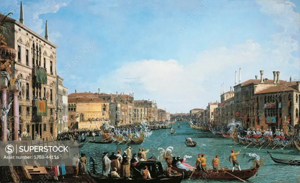 Regatta on the Grand Canal from Ca' Foscari, ca 1470, Venice, by Giovanni Antonio Canal, known as Canaletto (1697-1768), oil on canvas, 122x183 cm.