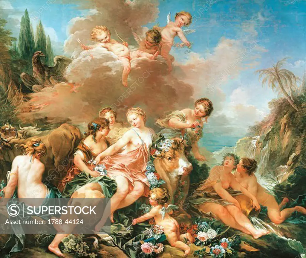 The Rape of Europa, 1732-1734, by Francois Boucher (1703-1770), oil on canvas, 230x273 cm.