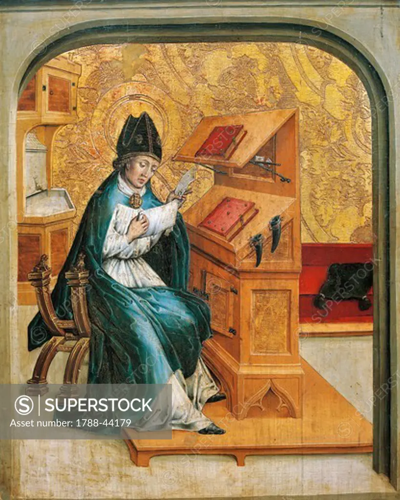 St Ambrose, panel from Altarpiece of the Doctors of the Church, end of the 15th century, by an artist of the Swiss school.