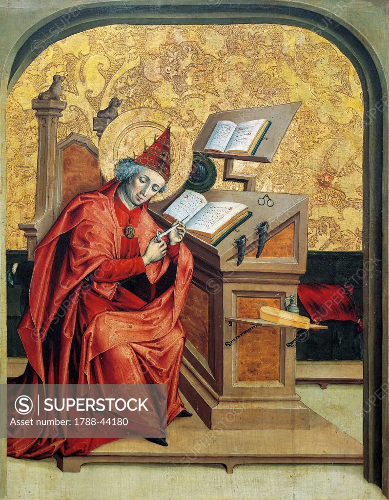 St Gregory, panel from Altarpiece of the Doctors of the Church, end of the 15th century, by an artist of the Swiss school.