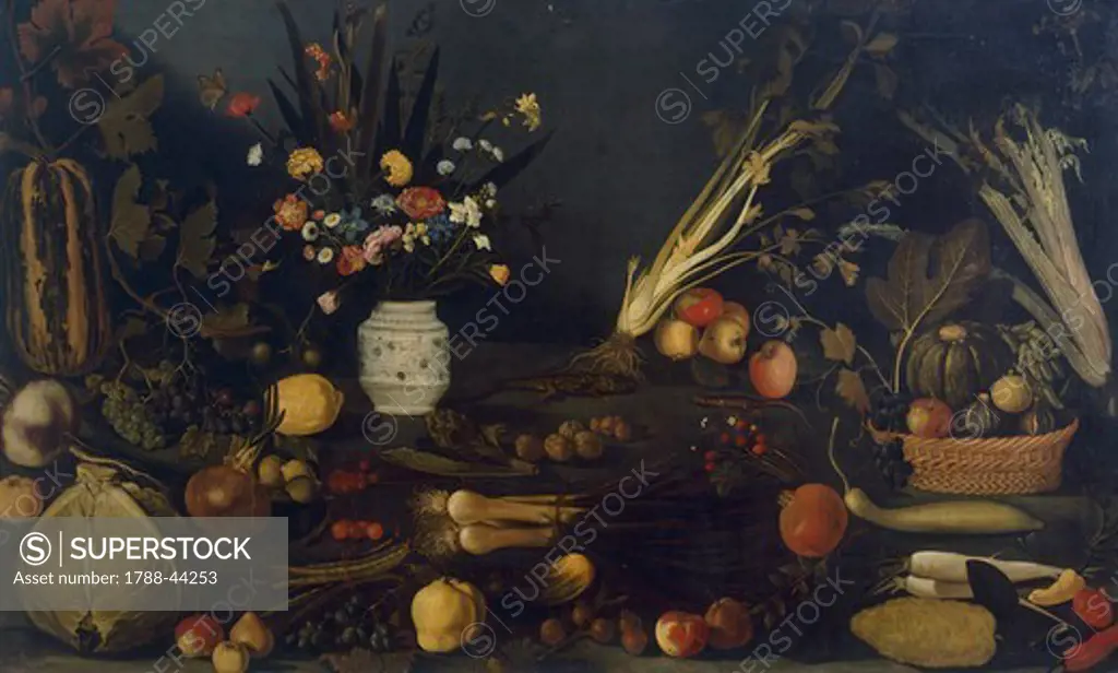 Still life of flowers and plants, by  Michelangelo Merisi da Caravaggio (1571-1610).