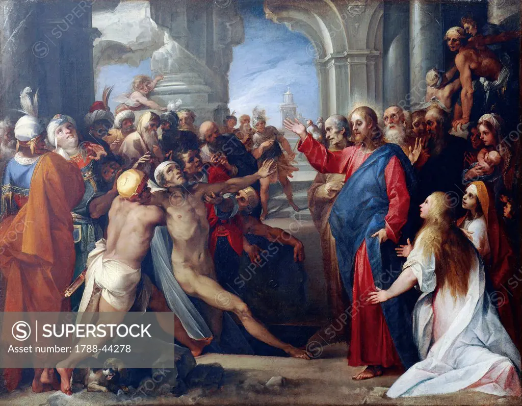 The raising of Lazarus, 1592-1593, by Giuseppe Cesari (1568-1640), oil on canvas, 76x98 cm.