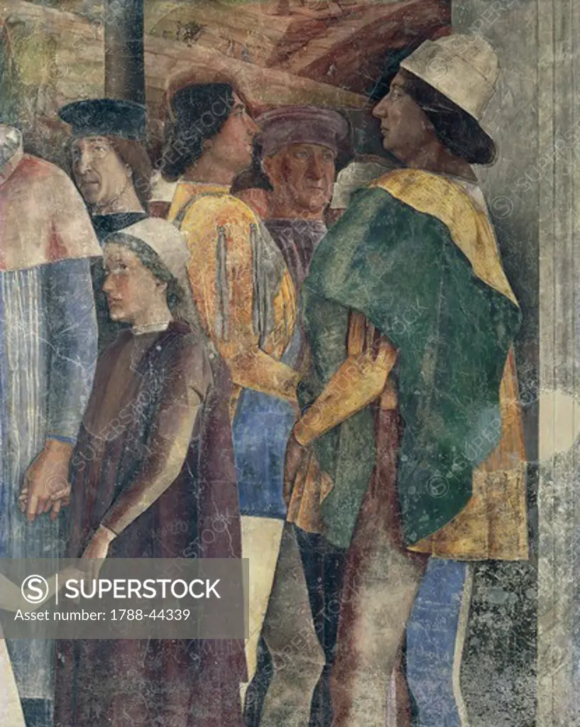 Frederick III of Habsburg, Christian I of Denmark and Federico I Gonzaga, detail from the Meeting Wall, 1465-1474, by Andrea Mantegna (1431-1606), fresco. San Giorgio Castle, Wedding Chamber or Camera Picta, Mantua.