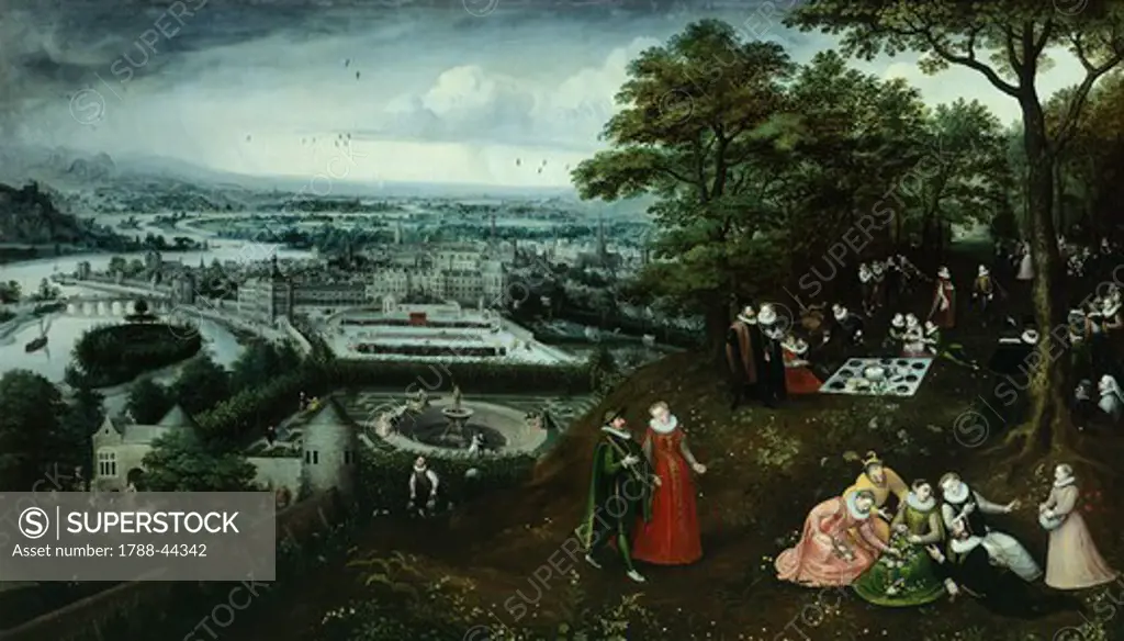 Landscape in Spring, by Lucas van Valkenborch (ca 1530-1597). Detail.