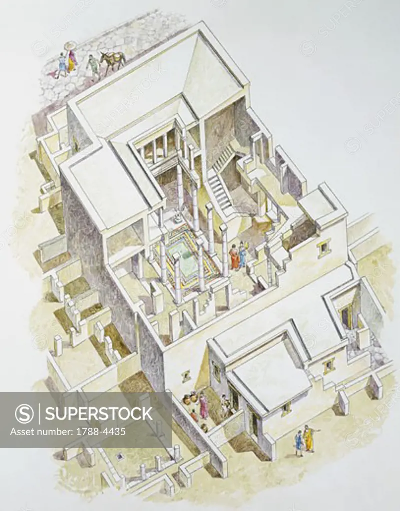High angle view of a house, House of Hermes, Delos, Greece