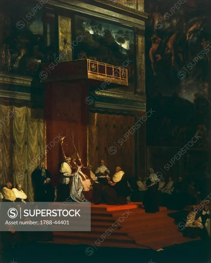 Pope Pius VII granting an audience in the Sistine Chapel, by Jean Auguste Dominique Ingres (1780-1867).