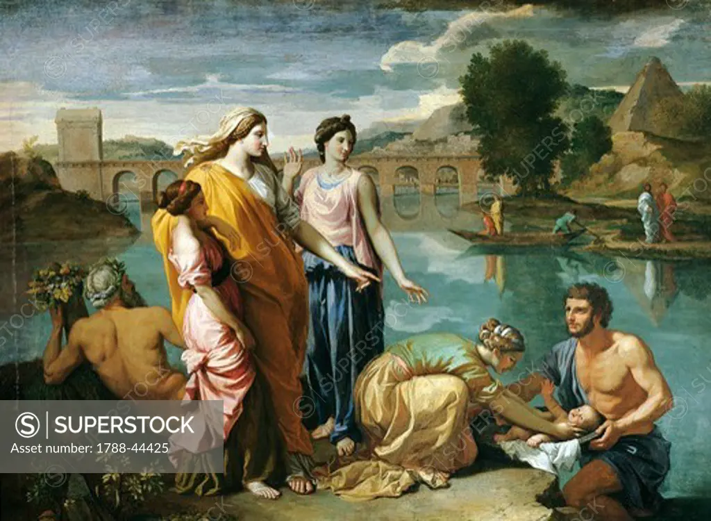 The finding of Moses, 1638, by Nicolas Poussin (1594-1655), oil on canvas, 93.5 x 121 cm.